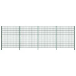 Panneau De Clôture Avec Poteaux Fer 6,8 X 2 M Vert