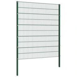 Panneau De Clôture Avec Poteaux Fer 6,8 X 2 M Vert -Mobilier De Jardin Soldes panneau de cloture avec poteaux fer 6 8 x 2 m vert 8719883737447 1264168