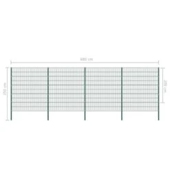 Panneau De Clôture Avec Poteaux Fer 6,8 X 2 M Vert -Mobilier De Jardin Soldes panneau de cloture avec poteaux fer 6 8 x 2 m vert 8719883737447 1264170