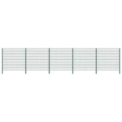 Panneau De Clôture Avec Poteaux Fer 8,5 X 1,6 M Vert