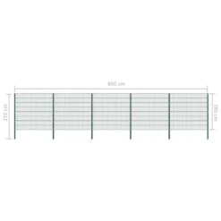 Panneau De Clôture Avec Poteaux Fer 8,5 X 1,6 M Vert -Mobilier De Jardin Soldes panneau de cloture avec poteaux fer 8 5 x 1 6 m vert 3666722152303 1256464