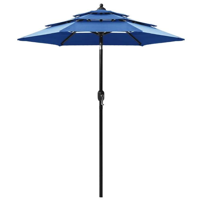 Parasol à 3 Niveaux Avec Mât En Aluminium Bleu Azuré 2 M 1 Parasol à 3 Niveaux Avec Mât En Aluminium Bleu Azuré 2 M