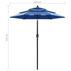 Parasol à 3 Niveaux Avec Mât En Aluminium Bleu Azuré 2 M 15 Parasol à 3 Niveaux Avec Mât En Aluminium Bleu Azuré 2 M -Mobilier De Jardin Soldes parasol a 3 niveaux avec mat en aluminium bleu azure 2 m 3666722353663 944934