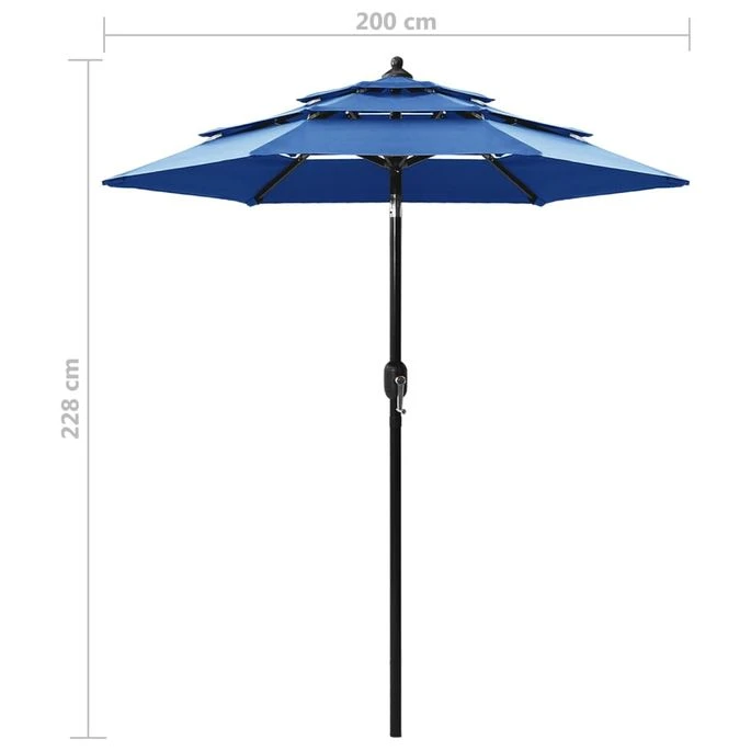 Parasol à 3 Niveaux Avec Mât En Aluminium Bleu Azuré 2 M 8 Parasol à 3 Niveaux Avec Mât En Aluminium Bleu Azuré 2 M – Image 8