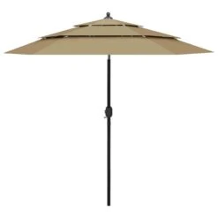 Parasol à 3 Niveaux Avec Mât En Aluminium Taupe 2,5 M