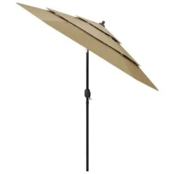 Parasol à 3 Niveaux Avec Mât En Aluminium Taupe 2,5 M -Mobilier De Jardin Soldes parasol a 3 niveaux avec mat en aluminium taupe 2 5 m 3666722353564 945638