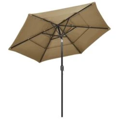 Parasol à 3 Niveaux Avec Mât En Aluminium Taupe 2,5 M -Mobilier De Jardin Soldes parasol a 3 niveaux avec mat en aluminium taupe 2 5 m 3666722353564 945639