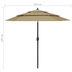 Parasol à 3 Niveaux Avec Mât En Aluminium Taupe 2,5 M -Mobilier De Jardin Soldes parasol a 3 niveaux avec mat en aluminium taupe 2 5 m 3666722353564 945643