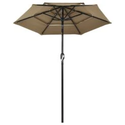 Parasol à 3 Niveaux Avec Mât En Aluminium Taupe 2 M -Mobilier De Jardin Soldes parasol a 3 niveaux avec mat en aluminium taupe 2 m 3666722353694 944897