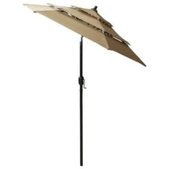 Parasol à 3 Niveaux Avec Mât En Aluminium Taupe 2 M -Mobilier De Jardin Soldes parasol a 3 niveaux avec mat en aluminium taupe 2 m 3666722353694 944898