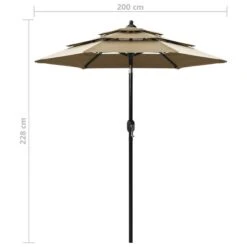 Parasol à 3 Niveaux Avec Mât En Aluminium Taupe 2 M -Mobilier De Jardin Soldes parasol a 3 niveaux avec mat en aluminium taupe 2 m 3666722353694 944902