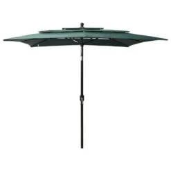 Parasol à 3 Niveaux Avec Mât En Aluminium Vert 2,5x2,5 M