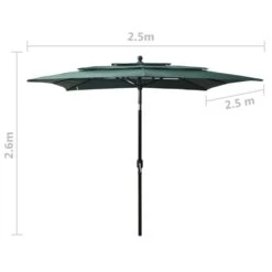 Parasol à 3 Niveaux Avec Mât En Aluminium Vert 2,5x2,5 M -Mobilier De Jardin Soldes parasol a 3 niveaux avec mat en aluminium vert 2 5x2 5 m 3666722413497 847440