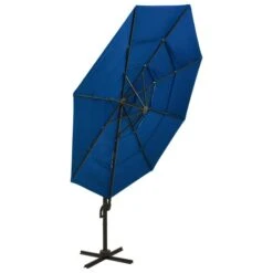 Parasol à 4 Niveaux Avec Mât En Aluminium Bleu Azuré 3x3 M -Mobilier De Jardin Soldes parasol a 4 niveaux avec mat en aluminium bleu azure 3x3 m 3666722353878 944770