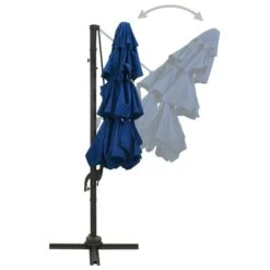 Parasol à 4 Niveaux Avec Mât En Aluminium Bleu Azuré 3x3 M -Mobilier De Jardin Soldes parasol a 4 niveaux avec mat en aluminium bleu azure 3x3 m 3666722353878 944772