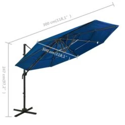 Parasol à 4 Niveaux Avec Mât En Aluminium Bleu Azuré 3x3 M -Mobilier De Jardin Soldes parasol a 4 niveaux avec mat en aluminium bleu azure 3x3 m 3666722353878 944774