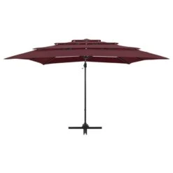 Parasol à 4 Niveaux Avec Mât En Aluminium Bordeaux 250x250 Cm -Mobilier De Jardin Soldes parasol a 4 niveaux avec mat en aluminium bordeaux 250x250 cm 3666722353977 944687