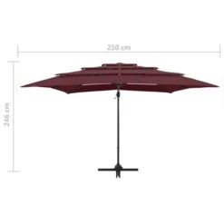Parasol à 4 Niveaux Avec Mât En Aluminium Bordeaux 250x250 Cm -Mobilier De Jardin Soldes parasol a 4 niveaux avec mat en aluminium bordeaux 250x250 cm 3666722353977 944692