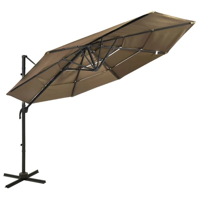 Parasol à 4 Niveaux Avec Mât En Aluminium Taupe 3x3 M 1 Parasol à 4 Niveaux Avec Mât En Aluminium Taupe 3x3 M