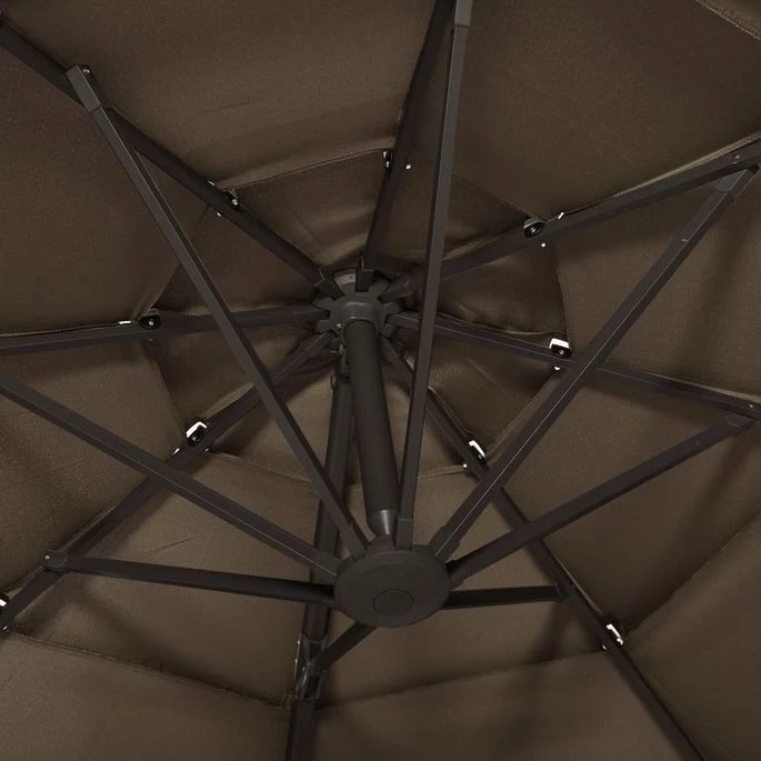 Parasol à 4 Niveaux Avec Mât En Aluminium Taupe 3x3 M 2 Parasol à 4 Niveaux Avec Mât En Aluminium Taupe 3x3 M – Image 2