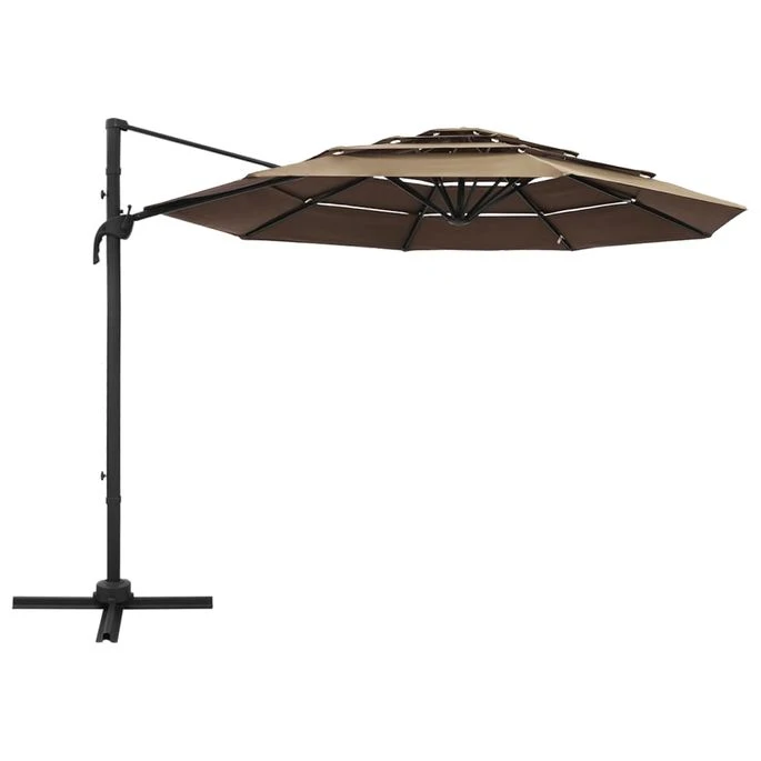 Parasol à 4 Niveaux Avec Mât En Aluminium Taupe 3x3 M 3 Parasol à 4 Niveaux Avec Mât En Aluminium Taupe 3x3 M – Image 3