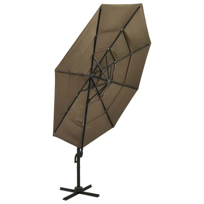 Parasol à 4 Niveaux Avec Mât En Aluminium Taupe 3x3 M 4 Parasol à 4 Niveaux Avec Mât En Aluminium Taupe 3x3 M – Image 4