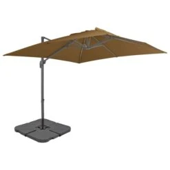 Parasol Avec Base Portable Taupe 3