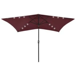 Parasol Avec LED Et Mât En Acier Rouge Bordeaux 2x3 M