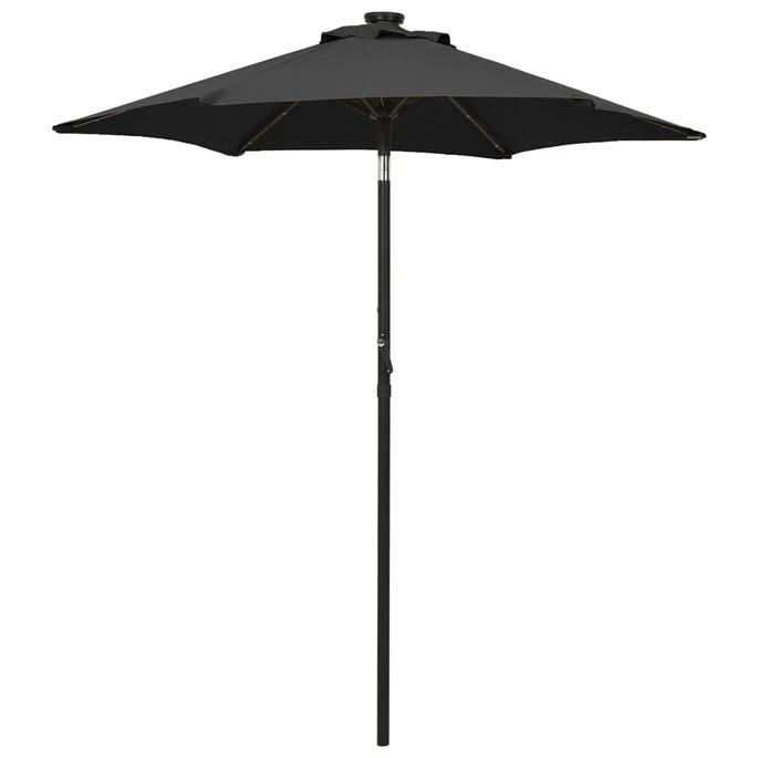 Parasol Avec Lumières LED Noir 200x211 Cm Aluminium 1 Parasol Avec Lumières LED Noir 200x211 Cm Aluminium