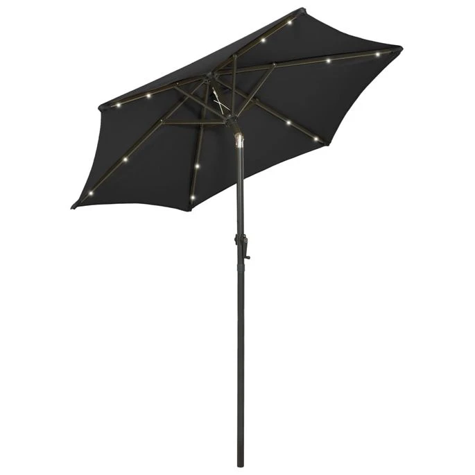 Parasol Avec Lumières LED Noir 200x211 Cm Aluminium 4 Parasol Avec Lumières LED Noir 200x211 Cm Aluminium – Image 4