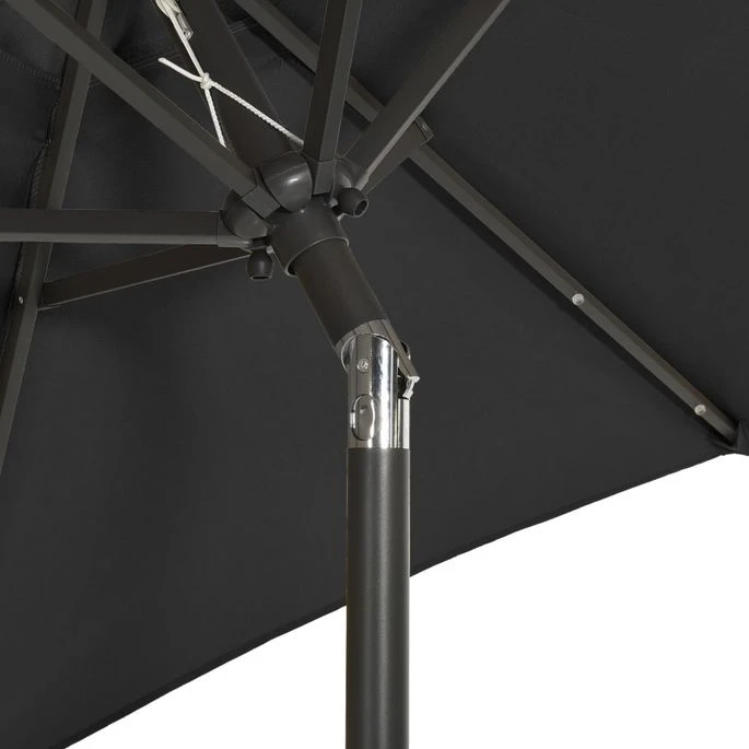 Parasol Avec Lumières LED Noir 200x211 Cm Aluminium 7 Parasol Avec Lumières LED Noir 200x211 Cm Aluminium – Image 7