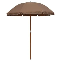 Parasol Avec Mât En Acier 180 Cm Taupe