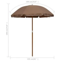 Parasol Avec Mât En Acier 180 Cm Taupe -Mobilier De Jardin Soldes parasol avec mat en acier 180 cm taupe 3666722322324 983546