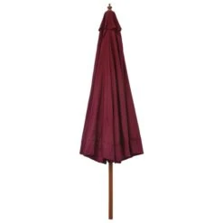 Parasol Avec Mât En Bois 330 Cm Bordeaux -Mobilier De Jardin Soldes parasol avec mat en bois 330 cm bordeaux 3666722604642 983039