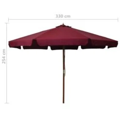 Parasol Avec Mât En Bois 330 Cm Bordeaux -Mobilier De Jardin Soldes parasol avec mat en bois 330 cm bordeaux 3666722604642 983040