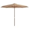 Parasol Avec Mât En Bois 350 Cm Taupe
