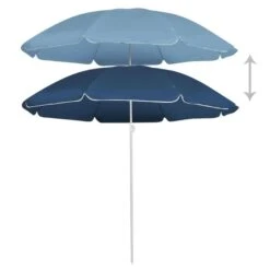 Parasol D'extérieur Avec Mât En Acier Bleu 180 Cm 2 -Mobilier De Jardin Soldes parasol d exterieur avec mat en acier bleu 180 cm 3666722352215 946821