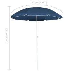 Parasol D'extérieur Avec Mât En Acier Bleu 180 Cm 2 -Mobilier De Jardin Soldes parasol d exterieur avec mat en acier bleu 180 cm 3666722352215 946823