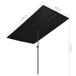 Parasol D'extérieur Avec Mât En Aluminium 2x1,5 M Noir -Mobilier De Jardin Soldes parasol d exterieur avec mat en aluminium 2x1 5 m noir 3666722882934 983291