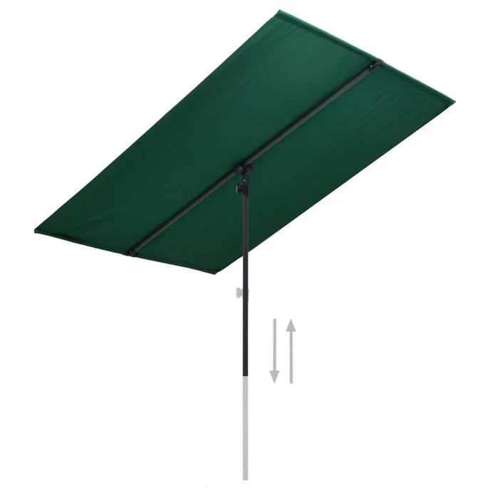 Parasol D'extérieur Avec Mât En Aluminium 2x1,5 M Vert 3 Parasol D'extérieur Avec Mât En Aluminium 2x1,5 M Vert – Image 3