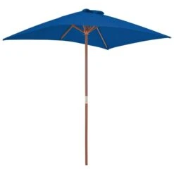 Parasol D'extérieur Avec Mât En Bois Bleu 150x200 Cm -Mobilier De Jardin Soldes parasol d exterieur avec mat en bois bleu 150x200 cm 3666722353366 945813