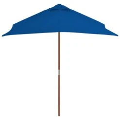 Parasol D'extérieur Avec Mât En Bois Bleu 150x200 Cm -Mobilier De Jardin Soldes parasol d exterieur avec mat en bois bleu 150x200 cm 3666722353366 945814