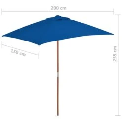 Parasol D'extérieur Avec Mât En Bois Bleu 150x200 Cm -Mobilier De Jardin Soldes parasol d exterieur avec mat en bois bleu 150x200 cm 3666722353366 945817