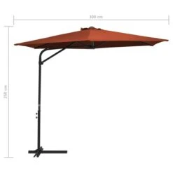 Parasol D'extérieur Déporté Avec Mât En Acier 300 Cm Terre Cuite -Mobilier De Jardin Soldes parasol d exterieur deporte avec mat en acier 300 cm terre cuite 3666722322614 983179