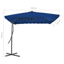 Parasol D'extérieur Déporté Avec Mât En Acier Bleu 250x250x230 Cm -Mobilier De Jardin Soldes parasol d exterieur deporte avec mat en acier bleu 250x250x230 cm 3666722356305 942440