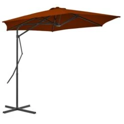 Parasol D'extérieur Déporté Avec Mât En Acier Terre Cuite 300x230 Cm