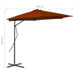 Parasol D'extérieur Déporté Avec Mât En Acier Terre Cuite 300x230 Cm -Mobilier De Jardin Soldes parasol d exterieur deporte avec mat en acier terre cuite 300x230 cm 3666722356282 942454