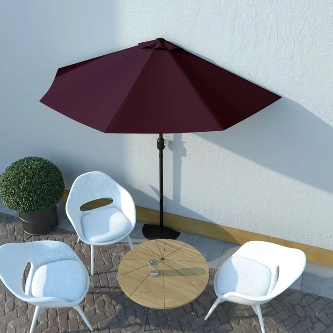 Parasol De Balcon Mât En Aluminium Bordeaux 270x135x245 Cm Demi 2 Parasol De Balcon Mât En Aluminium Bordeaux 270x135x245 Cm Demi – Image 2