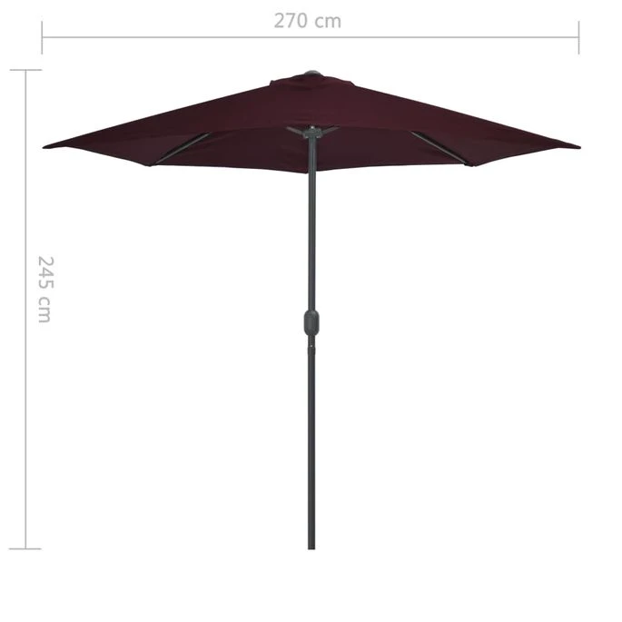Parasol De Balcon Mât En Aluminium Bordeaux 270x135x245 Cm Demi 6 Parasol De Balcon Mât En Aluminium Bordeaux 270x135x245 Cm Demi – Image 6