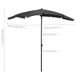 Parasol De Jardin Avec Mât 200x130 Cm Anthracite -Mobilier De Jardin Soldes parasol de jardin avec mat 200x130 cm anthracite 3666722352086 946897